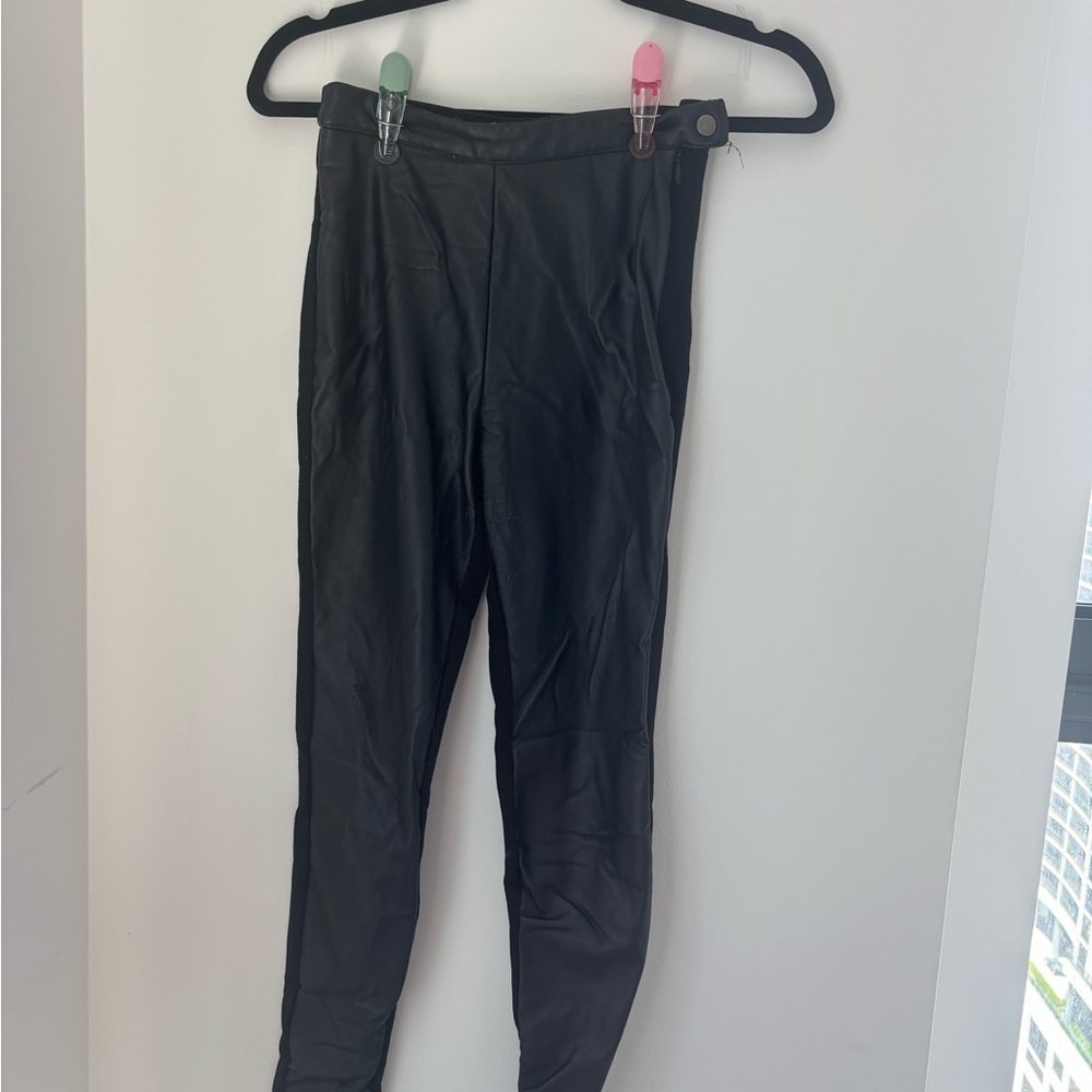 Stradivarius Dark Pleather Leggings